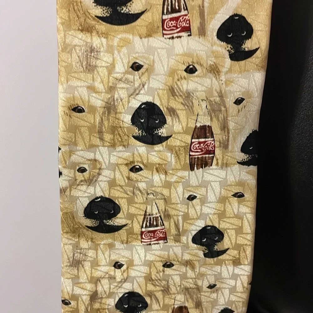 Coca Cola Polar Bear Head Face Silk Necktie Tie Made in USA Vintage